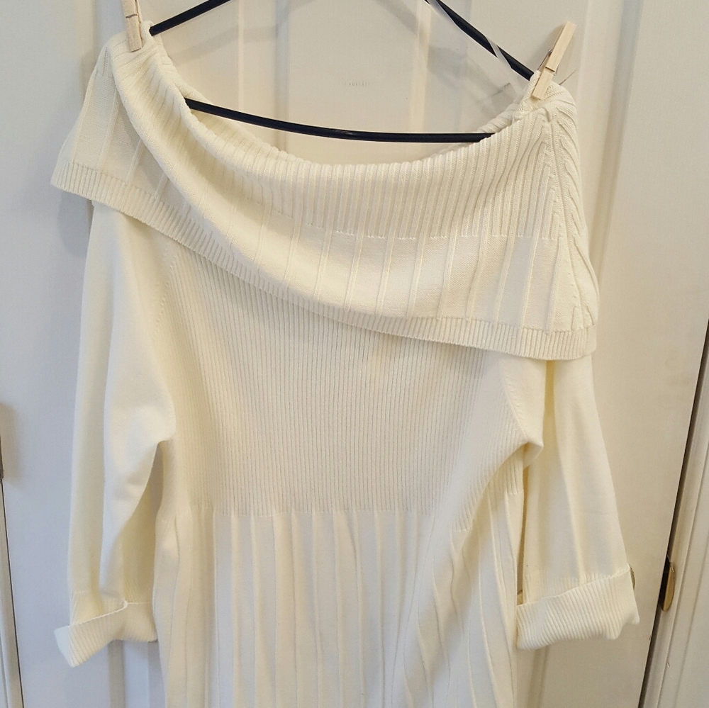 Cream off the shoulder sweater